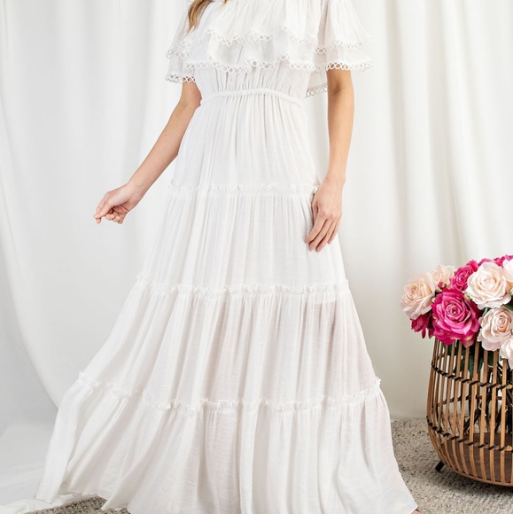 OFF THE SHOULDER RUFF MAXI DRESS - Picture 3 of 12